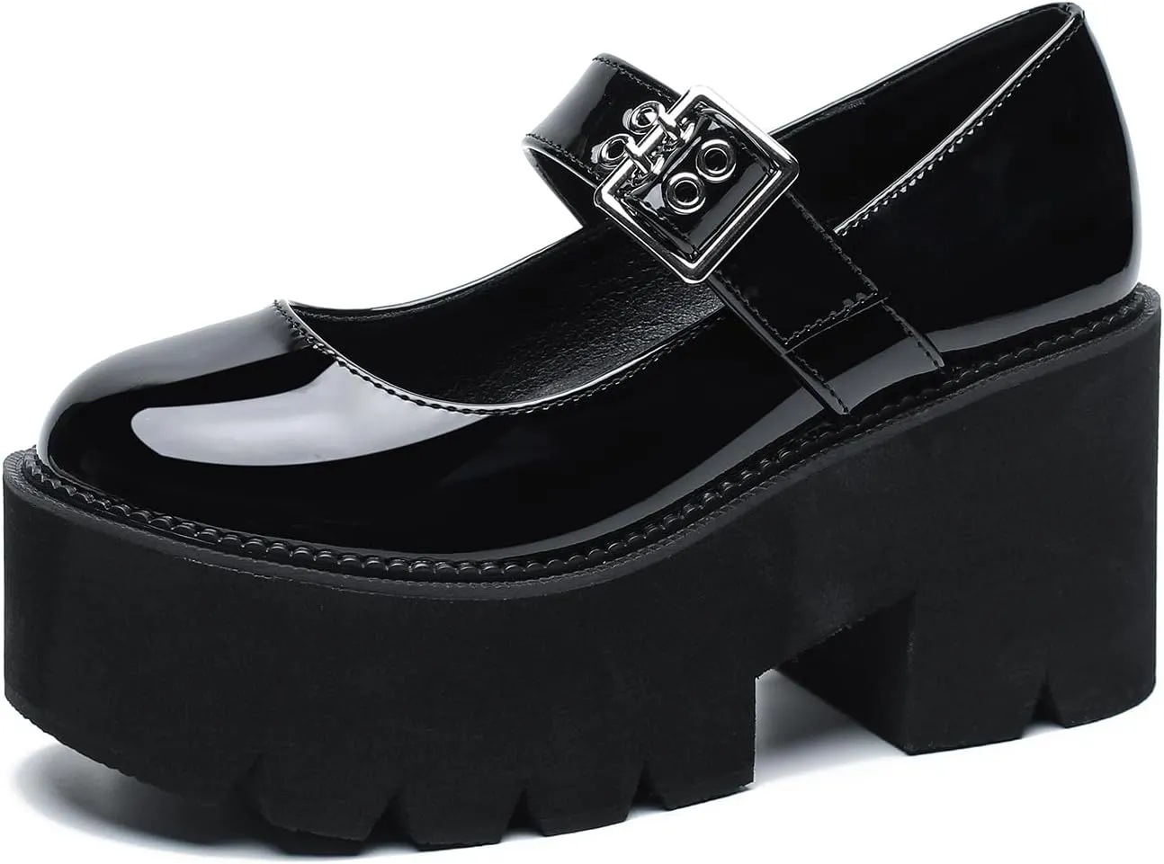 Women's Lolita Platform Mary Janes Shoes Lug Sole Gothic Chunky Heel Uniform Pumps with Ankle Strap