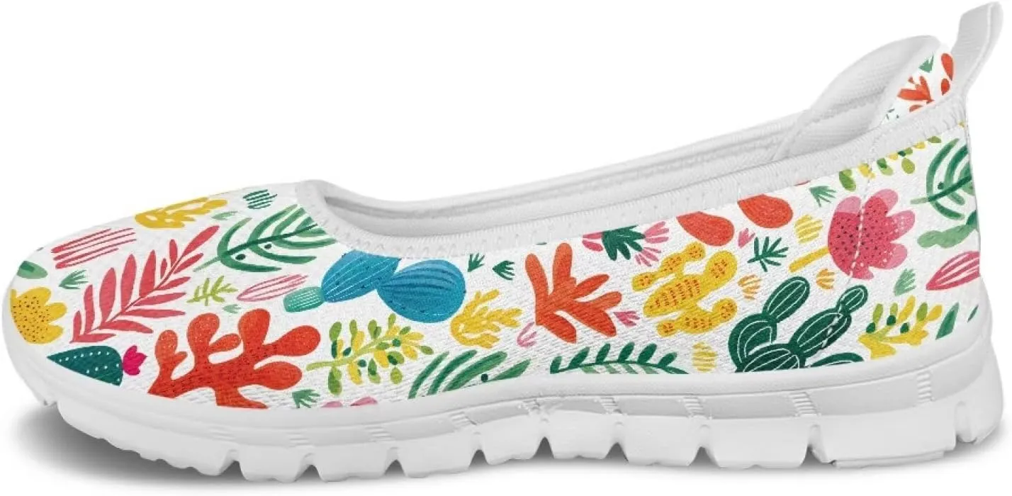 Women's Mesh Flats Shoes Breathable Slip On Shoes Casual Flats Comfortable Lightweight Walking Shoes White Sole Size 6-11