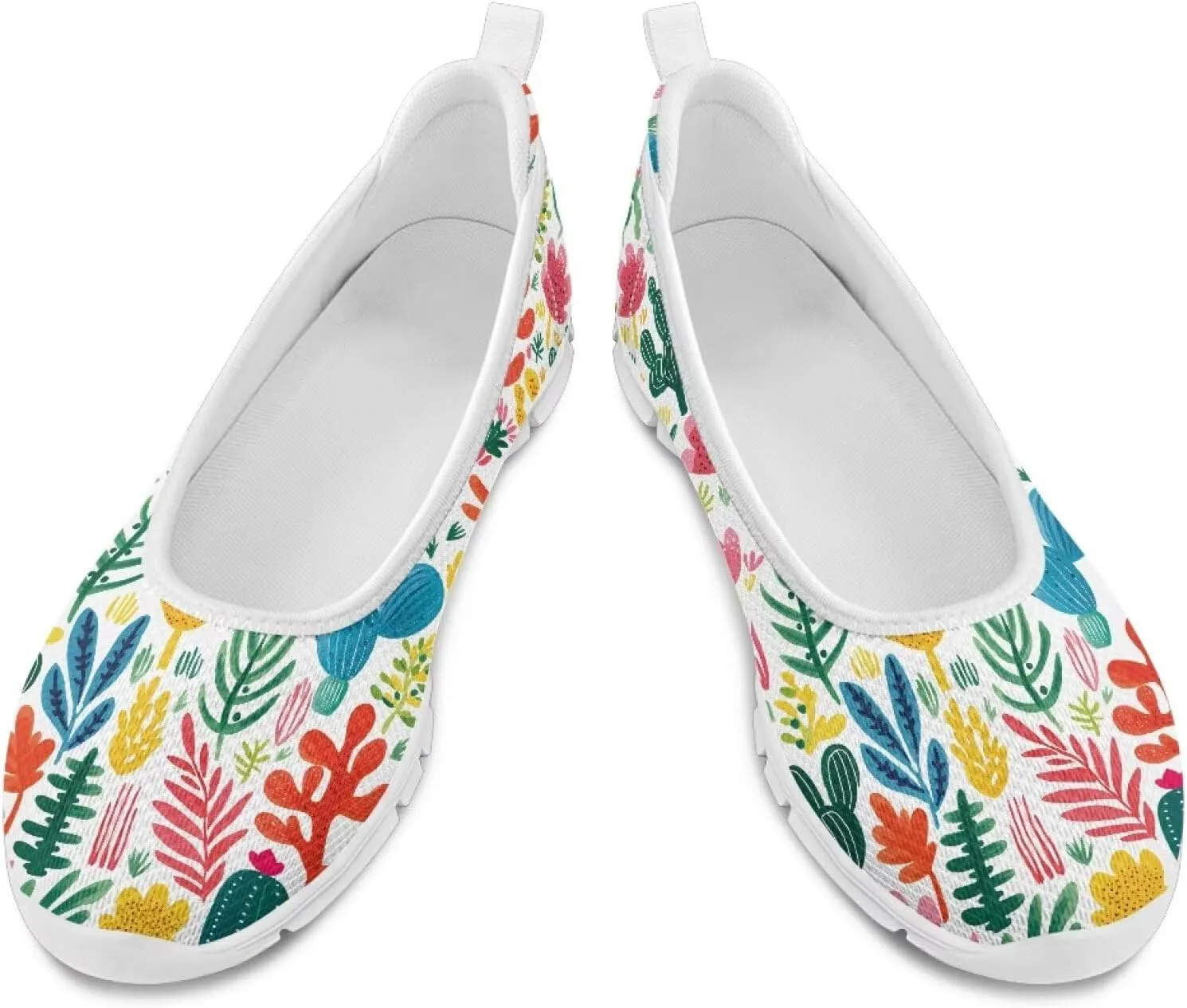 Women's Mesh Flats Shoes Breathable Slip On Shoes Casual Flats Comfortable Lightweight Walking Shoes White Sole Size 6-11