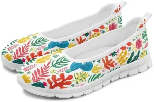 Women's Mesh Flats Shoes Breathable Slip On Shoes Casual Flats Comfortable Lightweight Walking Shoes White Sole Size 6-11