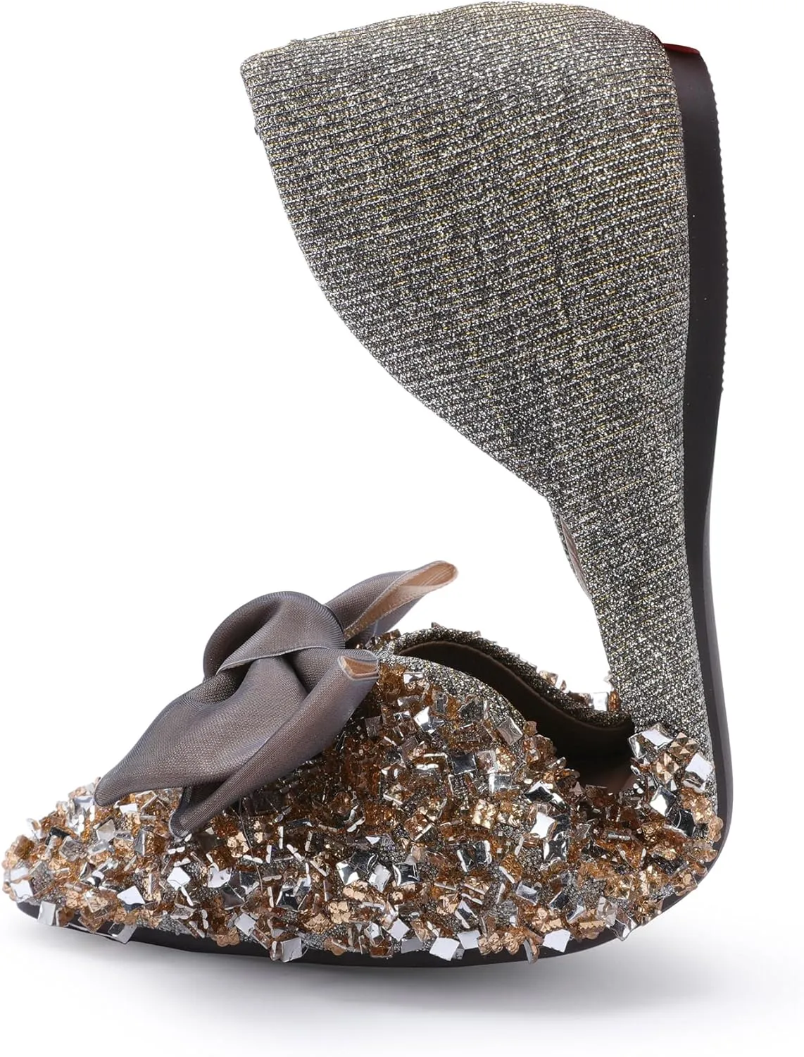 Women's Pointed Rhinestone Flat Shoes Glitter Flowers Wedding Comfortable Dress Shoes