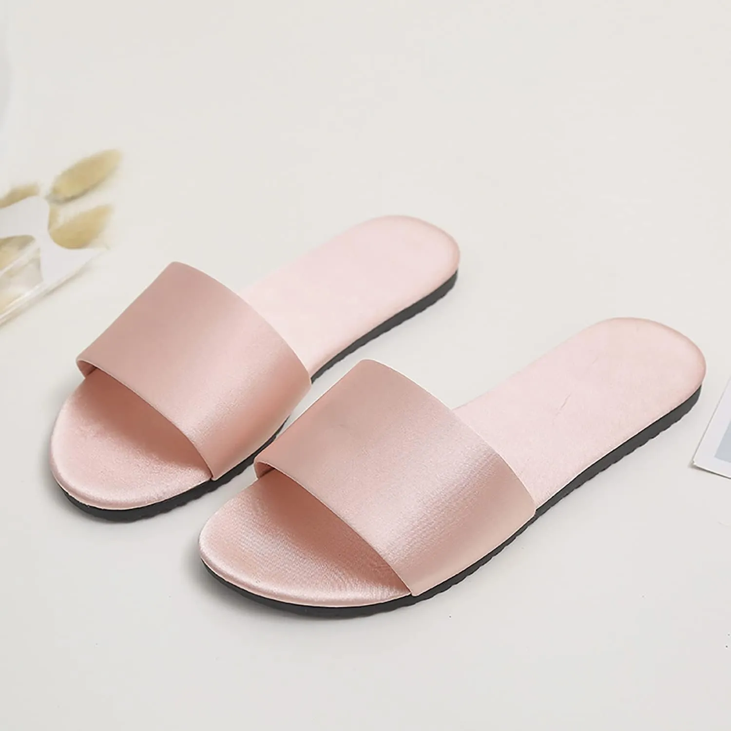 Women's satin slippers summer indoor breathable flat bottom comfortable sandals slippers