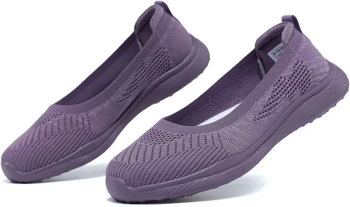 Women's Walking Shoes Breathable Lightweight Fashion Loafers Slip-Ons Sneakers Mesh Casual Ballet Flat Nurse Dress