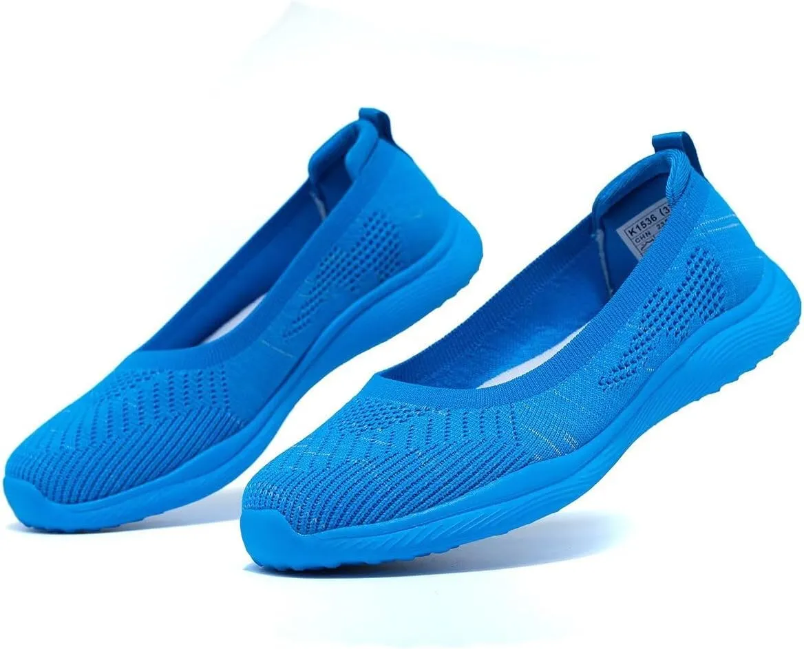 Women's Walking Shoes Breathable Lightweight Fashion Loafers Slip-Ons Sneakers Mesh Casual Ballet Flat Nurse Dress