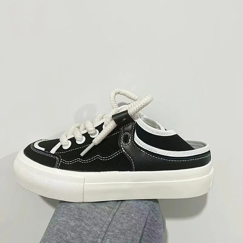 Women's White Thick-soled Korean Style Summer Canvas Shoes