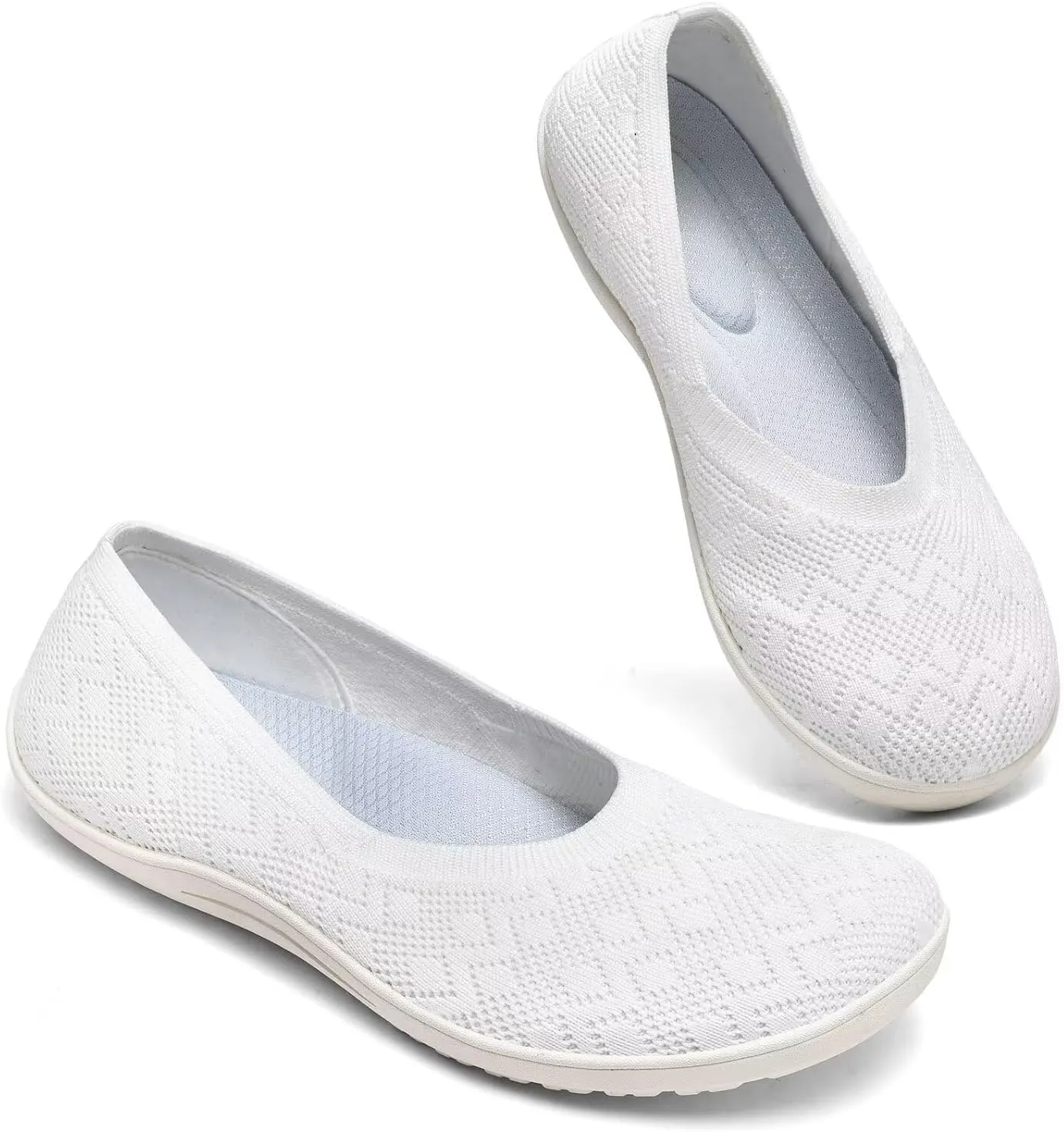Women's Wide Toe Box Flats Shoes Knit Ballet Flat Slip-on Dress Walking Comfort Shoes