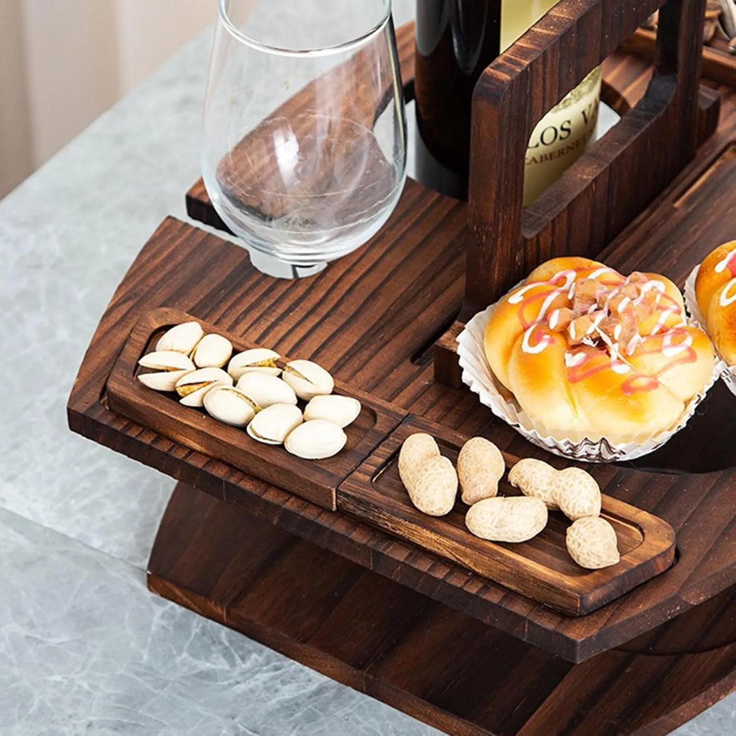 Wood Beach Camping Table Rack Multifunctional Folding Table Portable Wine Tray Rack Camping Supply Food Rack