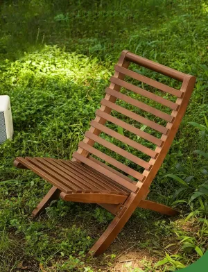 Wooden Courtyard Folding Chair, Portable And Lightweight Outdoor Dining Chair, With A Natural Appearance, Very Suitable For Backyard And Camping, No Assembly Required, Foldable And Space Saving, Ready