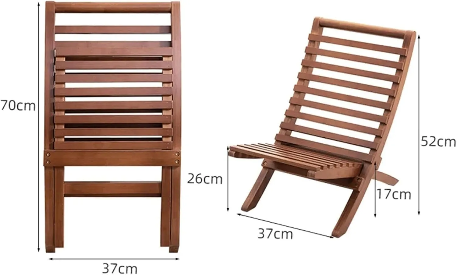 Wooden Courtyard Folding Chair, Portable And Lightweight Outdoor Dining Chair, With A Natural Appearance, Very Suitable For Backyard And Camping, No Assembly Required, Foldable And Space Saving, Ready