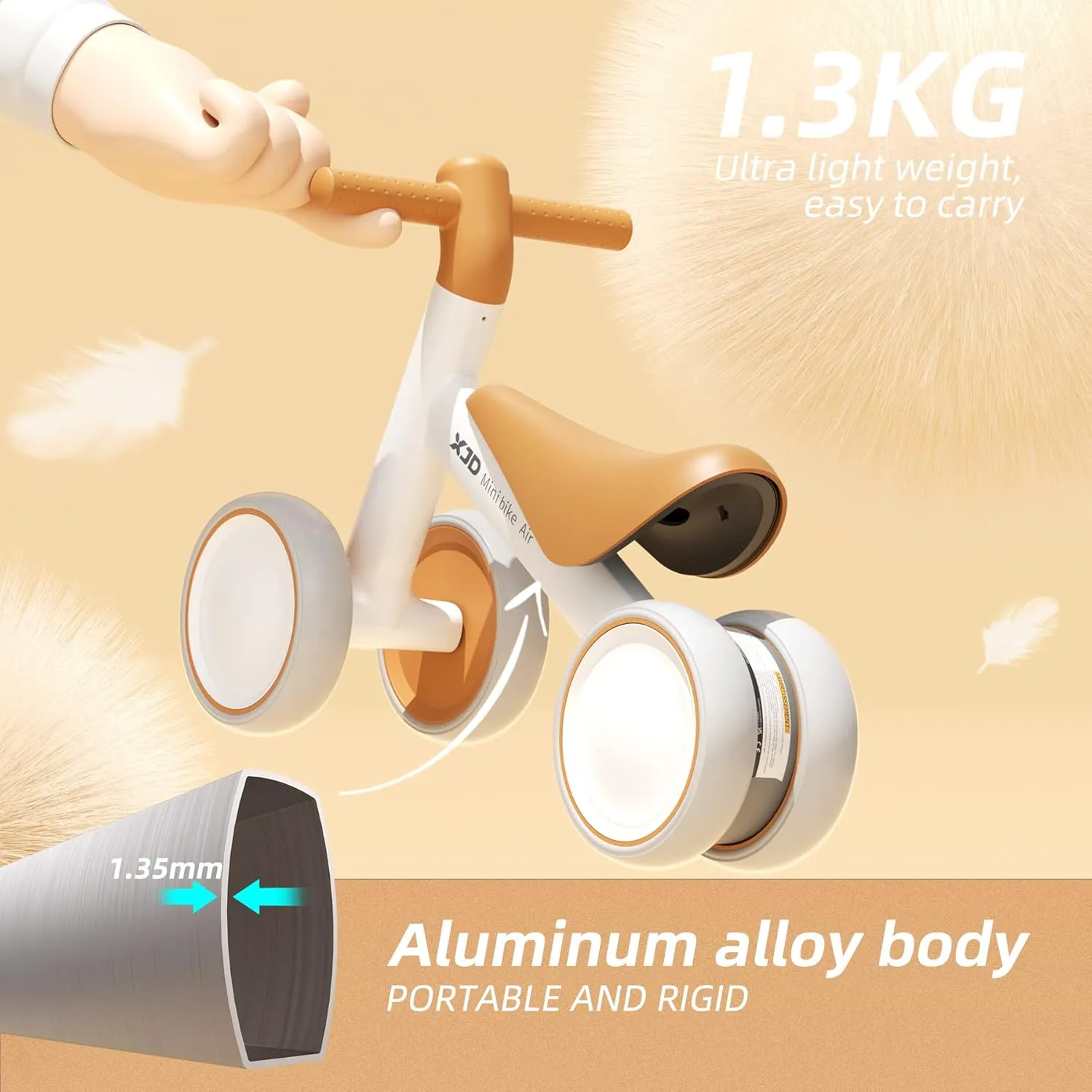 XJD Baby Balance Bikes Bicycle Baby Toys for 1 Year Old Boy Girl 10 Month -36 Months Toddler Bike Infant No Pedal 4 Wheels First Bike or Birthday Toys Children Walker (Brown-1)