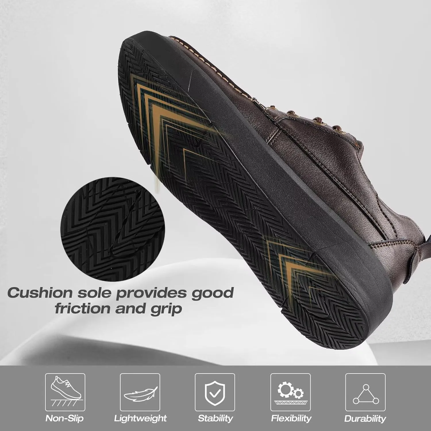 XPACS Men's Orthopedic Leather Dress Walking Shoes: Comfortable Arch Support Plantar Fasciitis Orthotic Business Tennis Oxfords, Flat Feet Casual Office Working Shoes for Foot and Heel Pain Relief