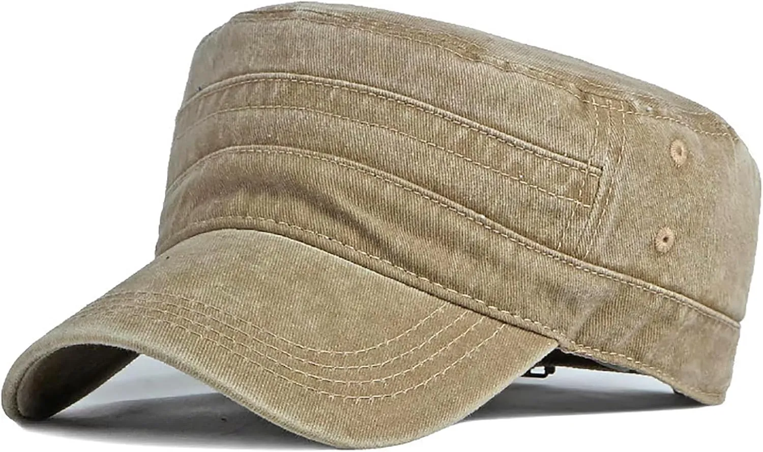 XYIYI Retro Washed Military Caps Cotton Cadet Army Caps Vintage Flat Top Cap