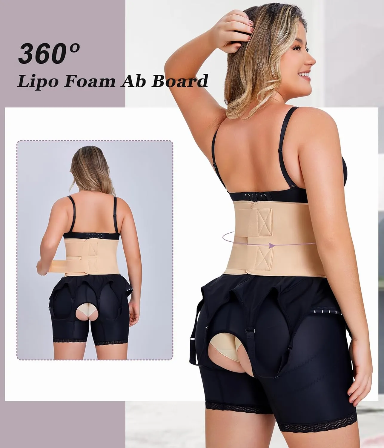 YERKOAD 360 Lipo Foam Ab Board Post Surgery Liposuction Abdominal Compression Boards Belly Wrap Lipo Recovery Waist Cincher
