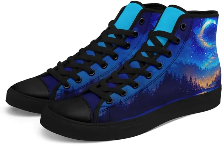 Yoga Printed High-Top Canvas Shoes for Women Unisex Fashion Lace Up Sneakers Casual Walking Tennis Trainer for Girls