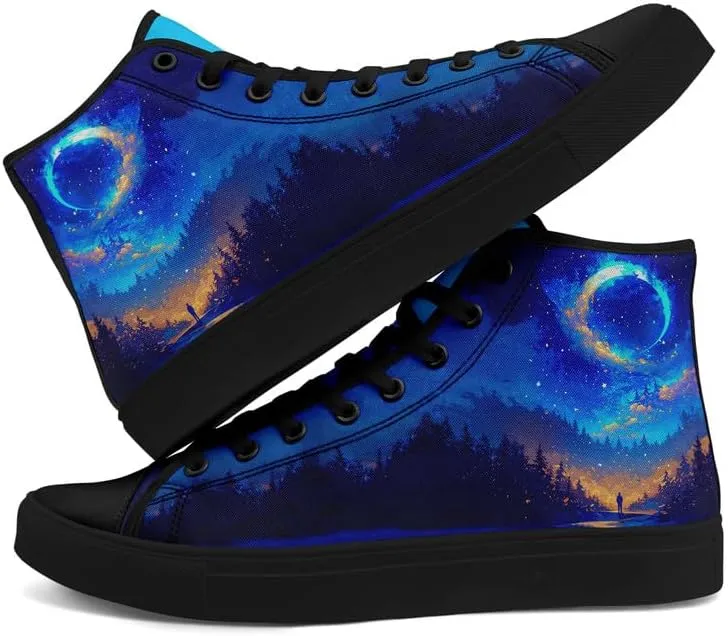 Yoga Printed High-Top Canvas Shoes for Women Unisex Fashion Lace Up Sneakers Casual Walking Tennis Trainer for Girls