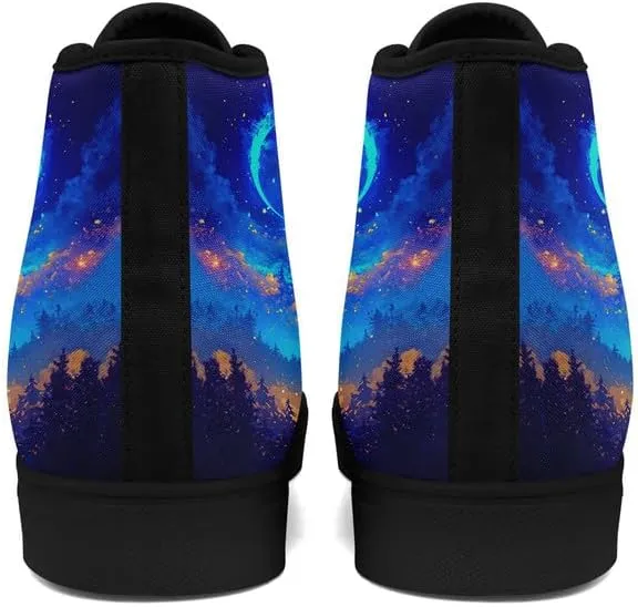 Yoga Printed High-Top Canvas Shoes for Women Unisex Fashion Lace Up Sneakers Casual Walking Tennis Trainer for Girls