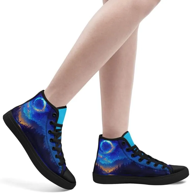 Yoga Printed High-Top Canvas Shoes for Women Unisex Fashion Lace Up Sneakers Casual Walking Tennis Trainer for Girls