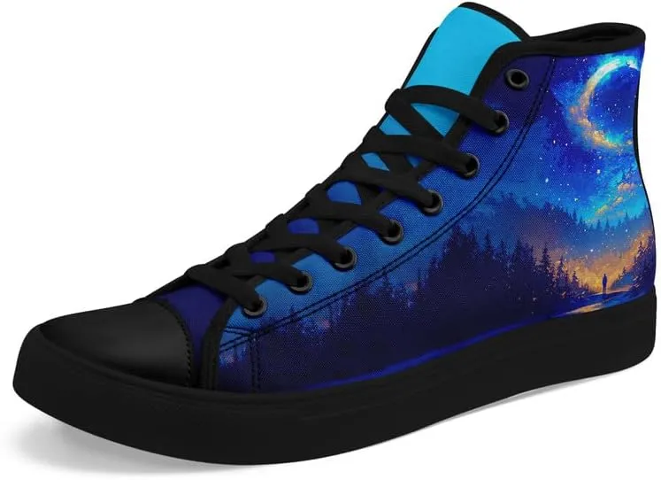 Yoga Printed High-Top Canvas Shoes for Women Unisex Fashion Lace Up Sneakers Casual Walking Tennis Trainer for Girls