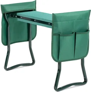 YSSOA New Garden Kneeler and Seat, with Sturdy Soft EVA Foam Pad, Hold Up to 330lb, Foldable Kneeling Bench, with 2 Tool Pouch for Gardening, Fishing, Camping, Green, Arbor Day Gift
