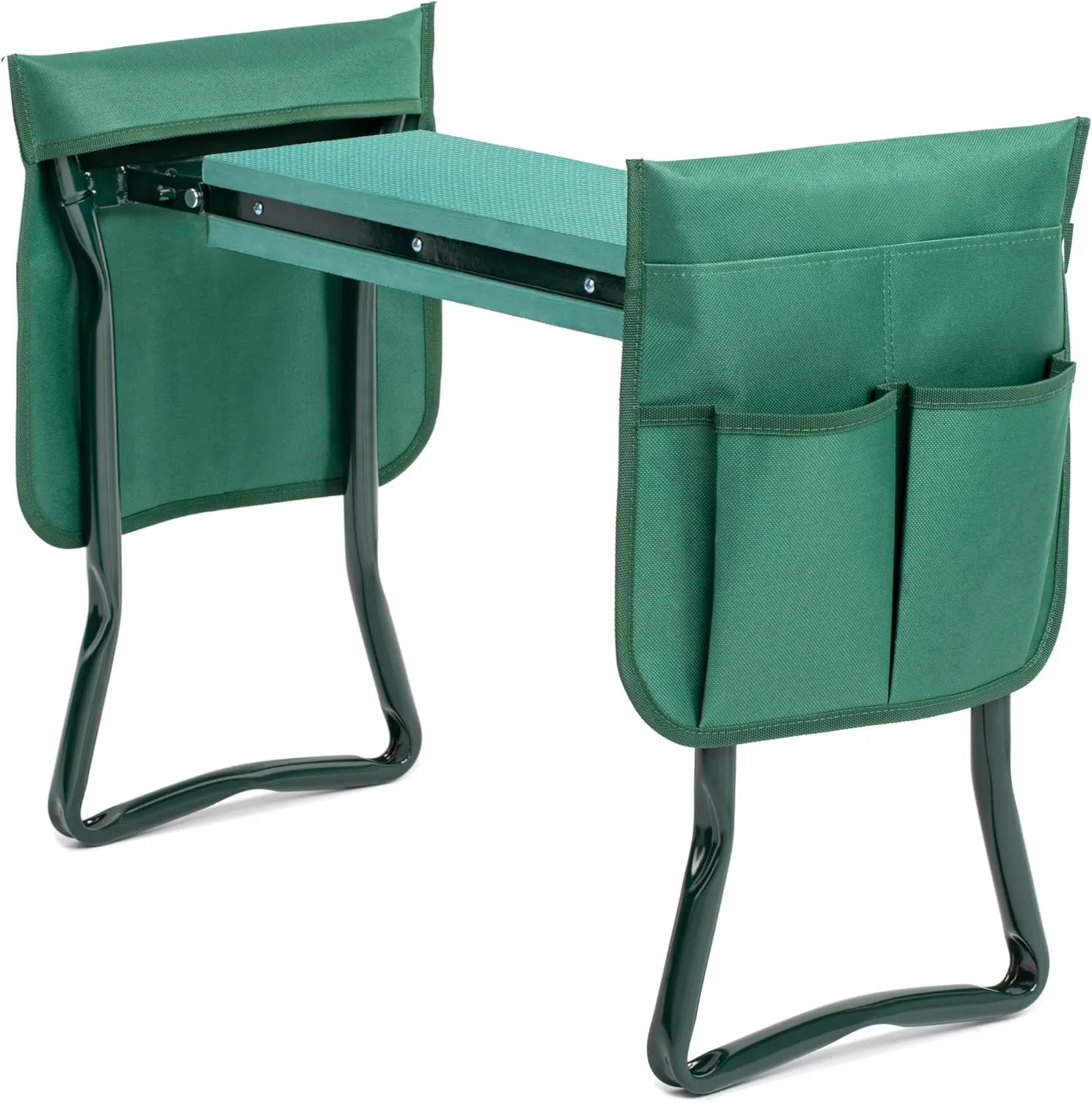 YSSOA New Garden Kneeler and Seat, with Sturdy Soft EVA Foam Pad, Hold Up to 330lb, Foldable Kneeling Bench, with 2 Tool Pouch for Gardening, Fishing, Camping, Green, Arbor Day Gift