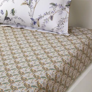 Yves Delorme Grimani Multicolor Full 55 x 79 in Fitted Sheet - Extra Soft and Warm Luxury Sheets, 100% Natural Organic French Bed Linens - Breathable and Durable