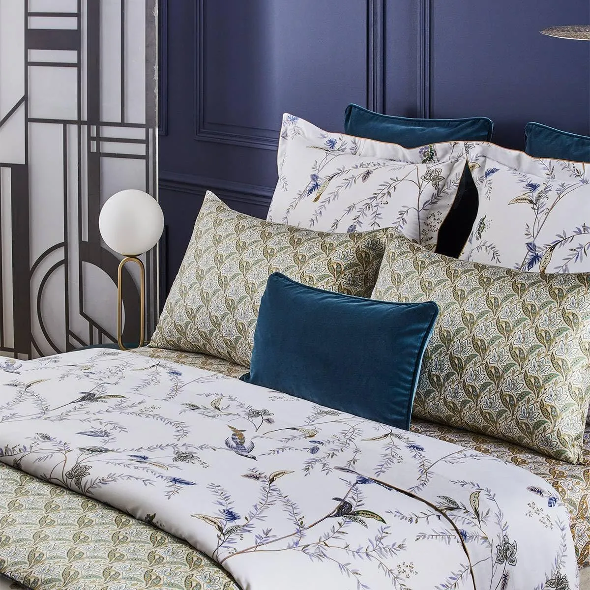 Yves Delorme Grimani Multicolor Full 55 x 79 in Fitted Sheet - Extra Soft and Warm Luxury Sheets, 100% Natural Organic French Bed Linens - Breathable and Durable