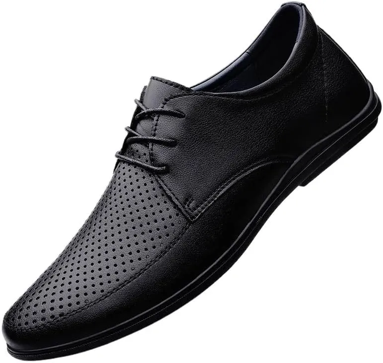 YZABEL Men's Classic Pointed Toe Lace Up Oxford Shoes, Breathable Hollow Business Casual Shoes, Soft-Soled Non-Slip for Walking Outdoor Driving