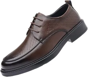 YZABEL Men's Classic Pointed Toe Lace Up Oxford Shoes, Summer Breathable Hollow Business Casual Shoes, Soft-Soled Non-Slip for Formal and Everyday Wear