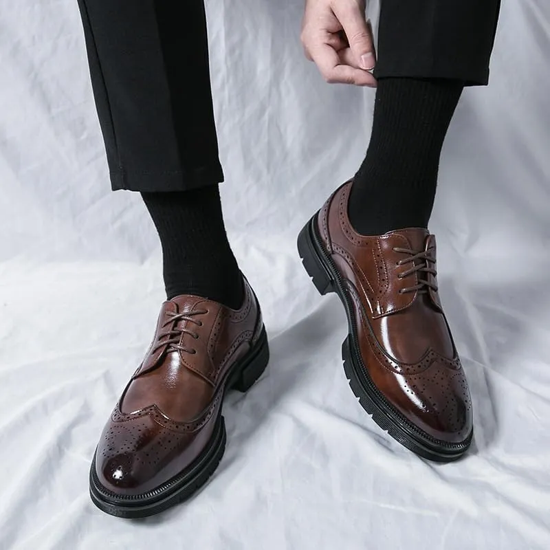 YZABEL Men's Patent Leather Oxford Dress Shoes, Pointed Toe Lace-Up Business Casual Shoes, Soft-Soled Non-Slip for Daily Commuting Activity