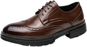 YZABEL Men's Patent Leather Oxford Dress Shoes, Pointed Toe Lace-Up Business Casual Shoes, Soft-Soled Non-Slip for Daily Commuting Activity