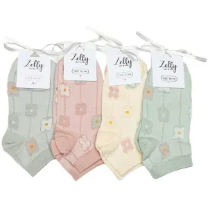 Zelly 4 Pack Assorted Sadie Socks - Green/Pink/Cream