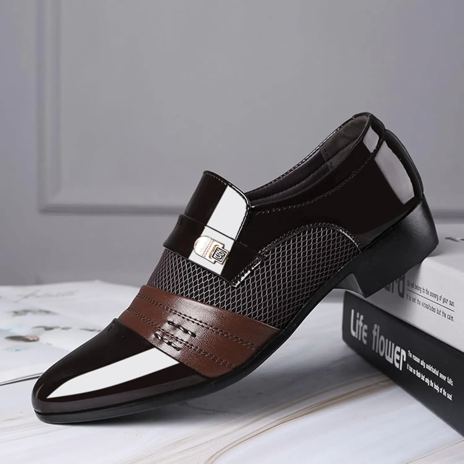 ZHOUYF Dress Shoes for Men Casual Outdoor Pull-on Pointed-Toe Suit Formal Shoes Mens Fashion Wedding Work Oxford Shoes