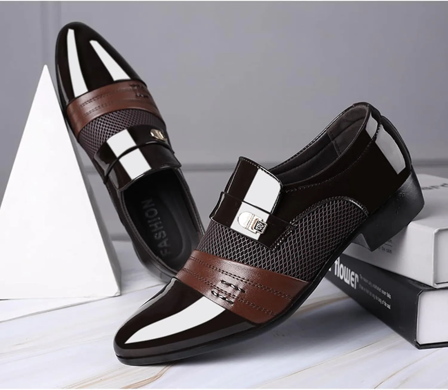 ZHOUYF Dress Shoes for Men Casual Outdoor Pull-on Pointed-Toe Suit Formal Shoes Mens Fashion Wedding Work Oxford Shoes