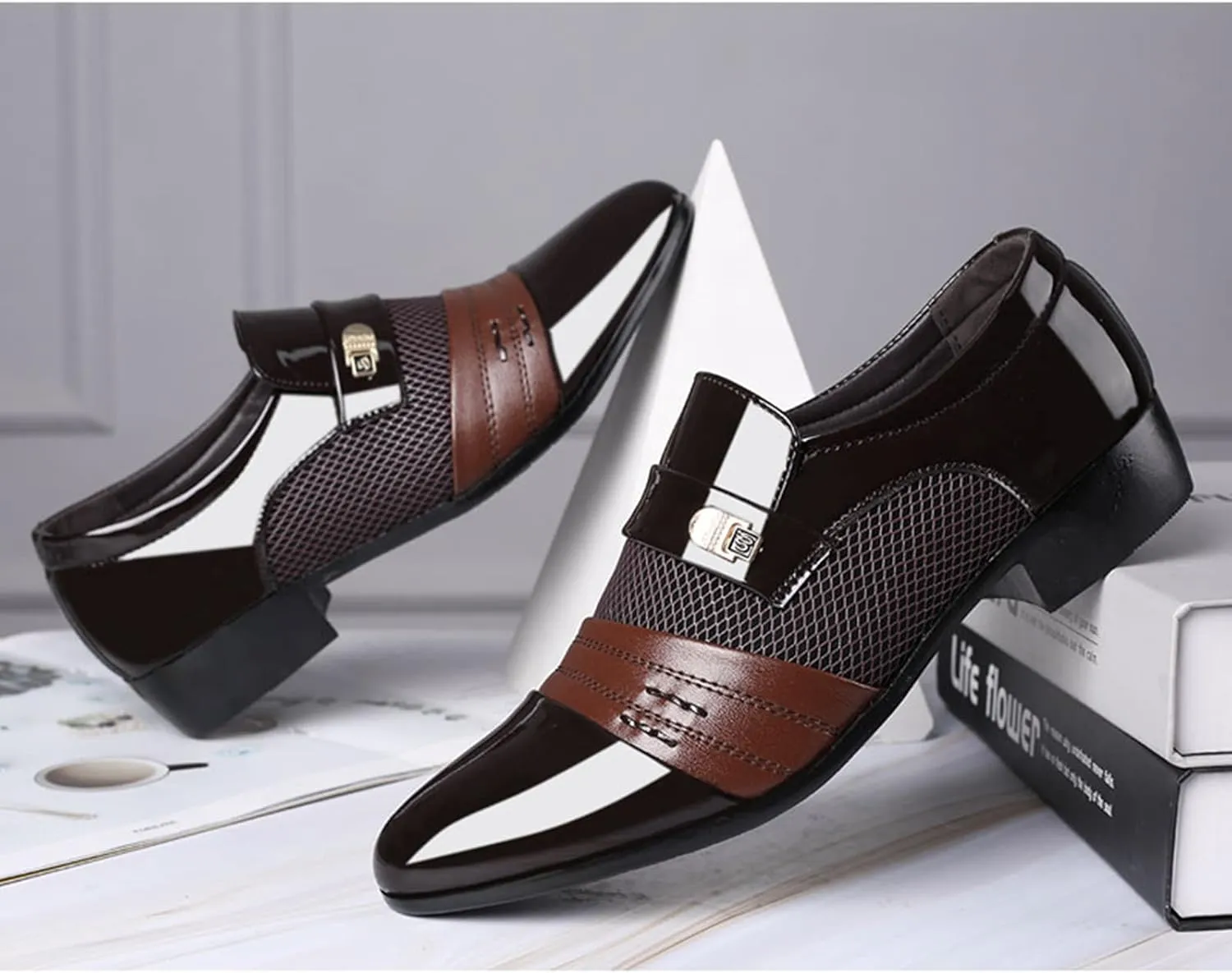 ZHOUYF Dress Shoes for Men Casual Outdoor Pull-on Pointed-Toe Suit Formal Shoes Mens Fashion Wedding Work Oxford Shoes