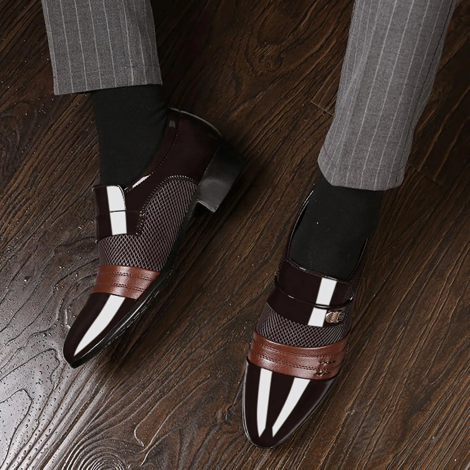 ZHOUYF Dress Shoes for Men Casual Outdoor Pull-on Pointed-Toe Suit Formal Shoes Mens Fashion Wedding Work Oxford Shoes