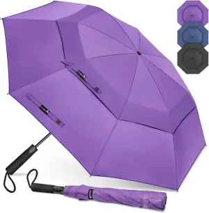ZOMAKE Compact Golf Umbrella 62 Inch, Automatic Foldable Large Travel Golf Umbrellas Windproof Double Canopy Vented Collapsible for Men Women
