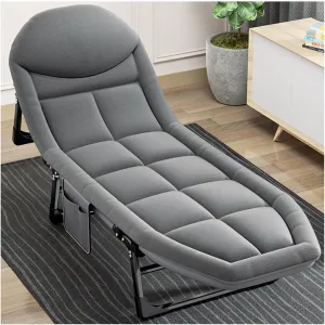 ZTGL A,180x60cm, Folding Lounge Chairs Outdoor, Adjustable Sleeping Cot Chair, Portable Patio Reclining Lounge Chairs, Sunbathing Lounge Chairs, Foldable Camping Cot