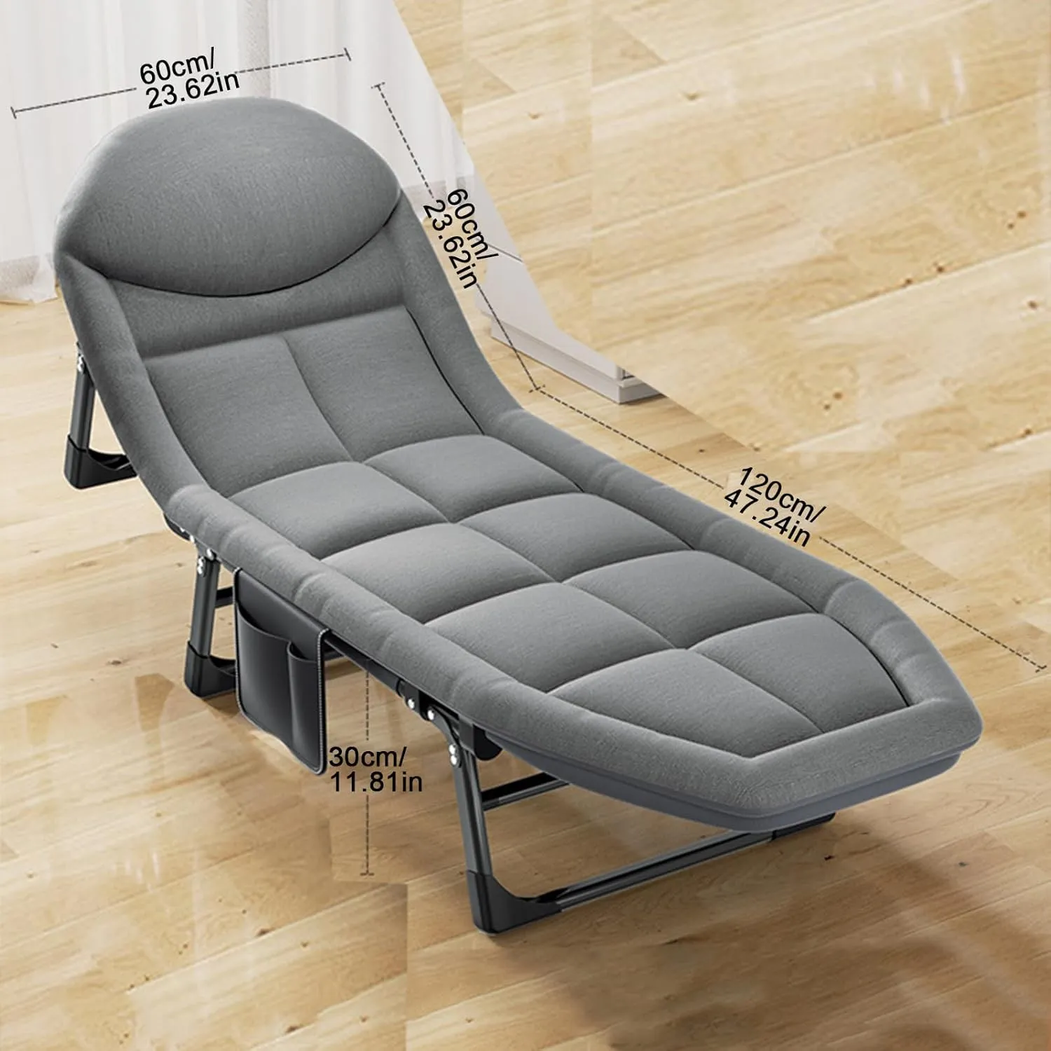 ZTGL A,180x60cm, Folding Lounge Chairs Outdoor, Adjustable Sleeping Cot Chair, Portable Patio Reclining Lounge Chairs, Sunbathing Lounge Chairs, Foldable Camping Cot