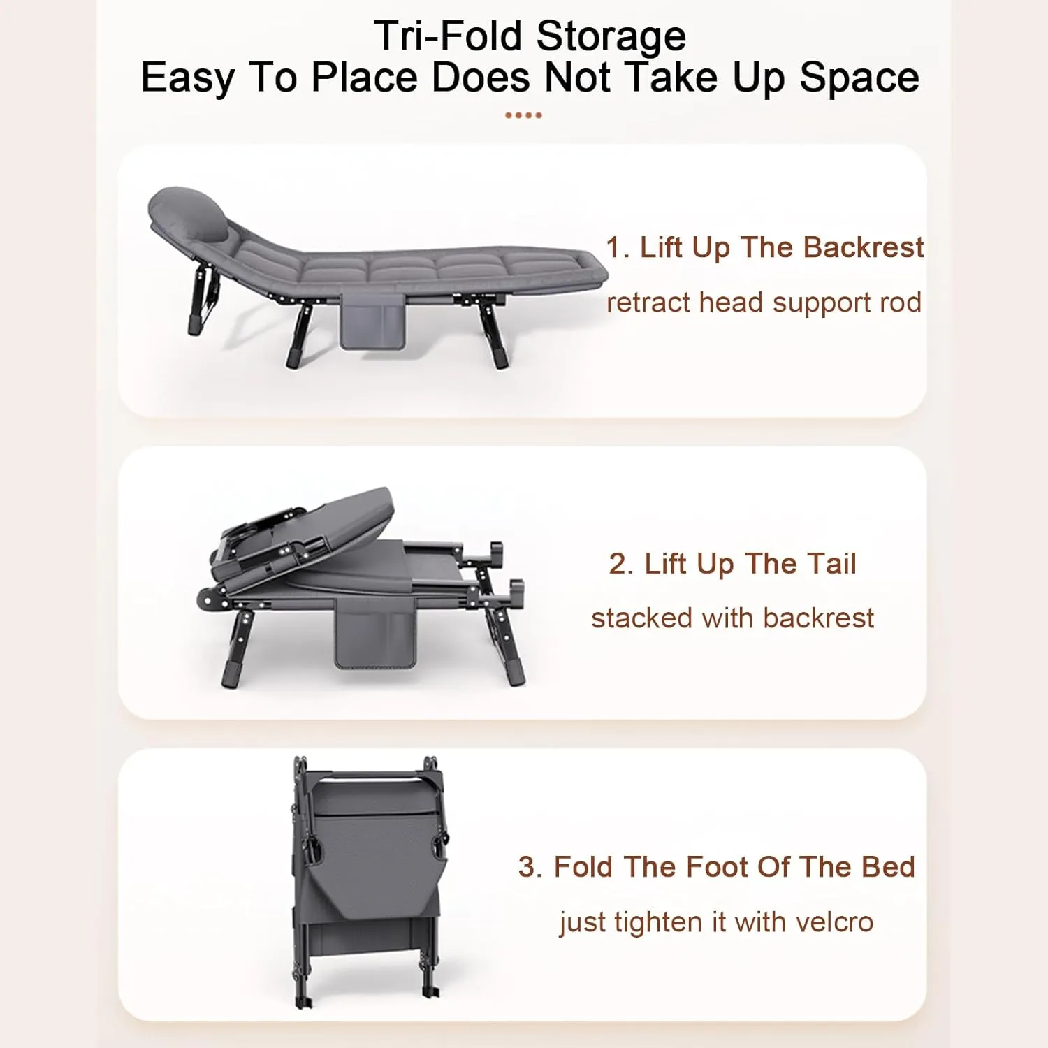 ZTGL A,180x60cm, Folding Lounge Chairs Outdoor, Adjustable Sleeping Cot Chair, Portable Patio Reclining Lounge Chairs, Sunbathing Lounge Chairs, Foldable Camping Cot